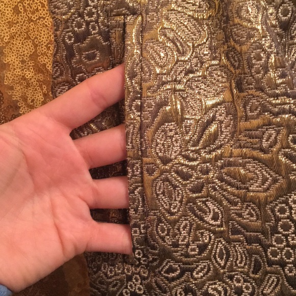 LOFT Gold Metallic Elastic Waist Skirt size M - Picture 3 of 7